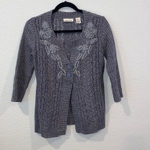DKNY 3/4 Sleeve cardigan sweater - Size S, Gray